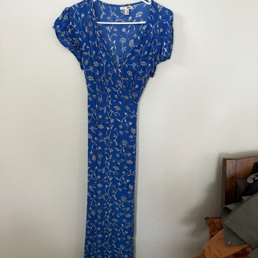 Revolve Amuse Society Summer Safari blue coast floral maxi wrap cottage core Med - Picture 8 of 9